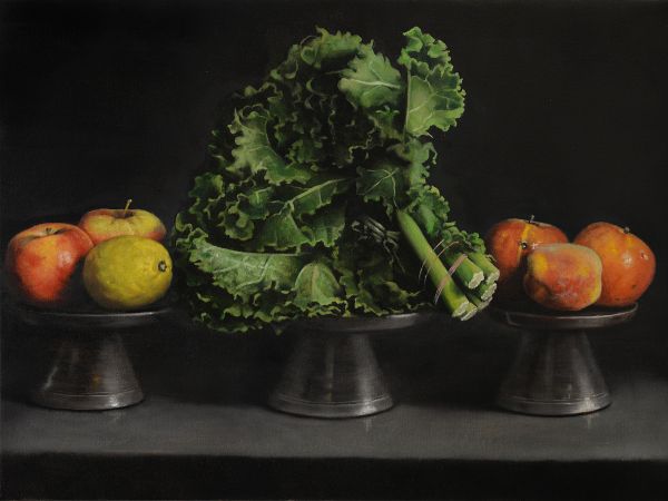 Kale and fruits, Oil, 80 x 60 cm