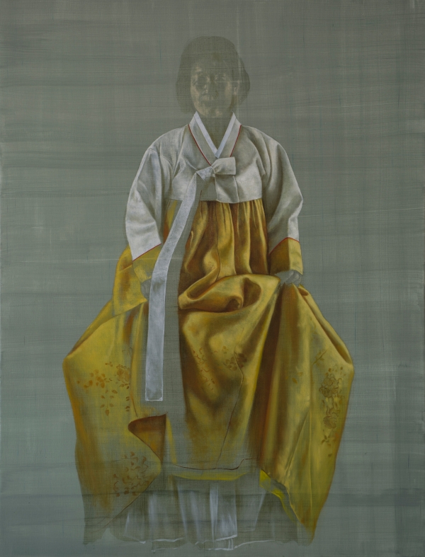 Hanbok- grey to yellow, Oil, 130 x 170 cm