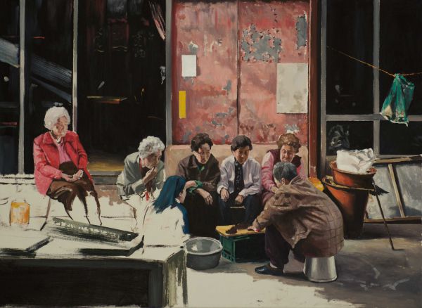 Die Frauen vom Markt in Uamdo, Oil, 82 x 60 cm