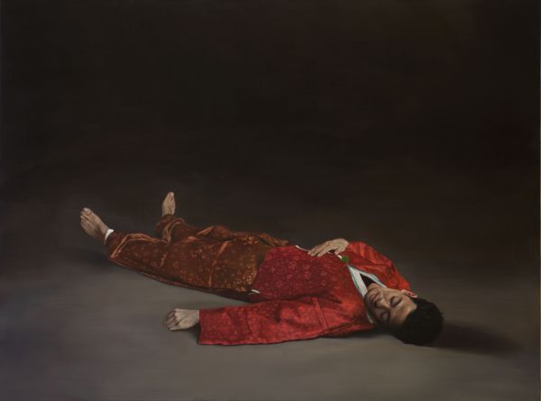 The dead man in red, Oil, 180 x 135 cm